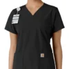 Blusa médica feminina Force Essentials com decote em V e painéis de malha