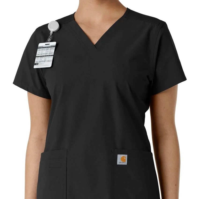 Blusa médica feminina Force Essentials com decote em V e painéis de malha