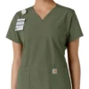 Blusa médica feminina Force Essentials com decote em V e painéis de malha