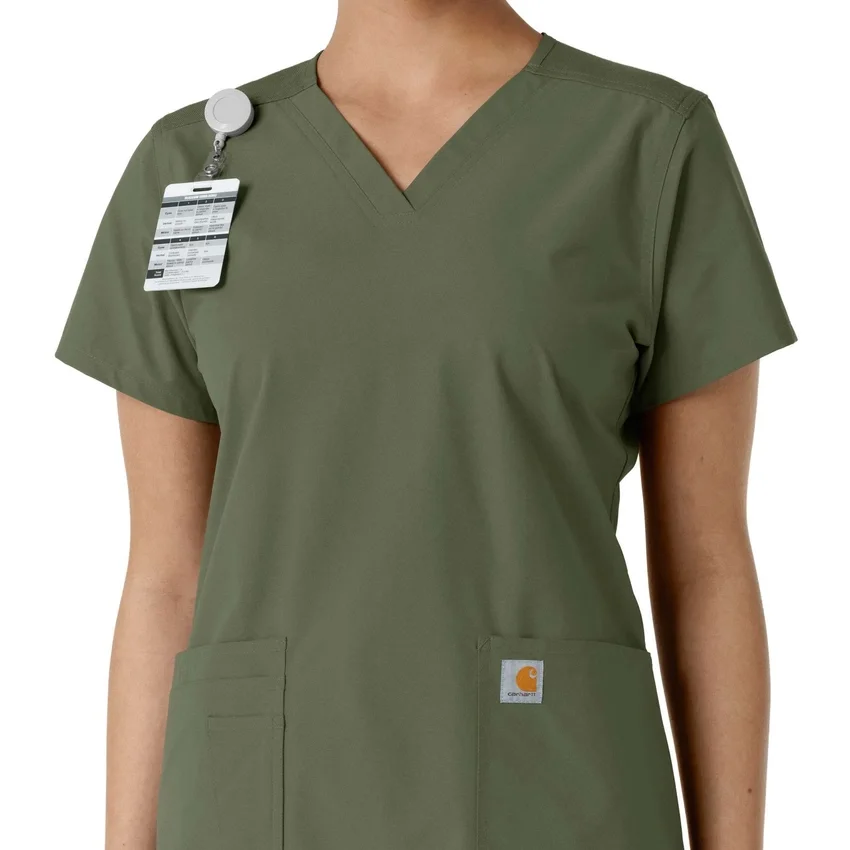 Blusa médica feminina Force Essentials com decote em V e painéis de malha