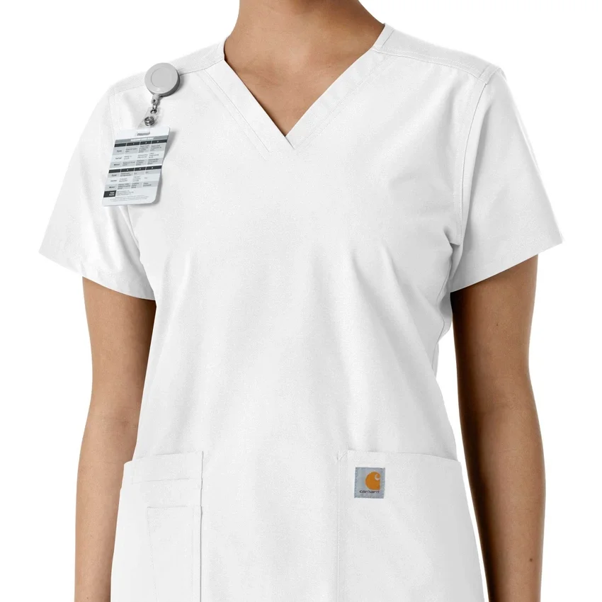 Blusa médica feminina Force Essentials com decote em V e painéis de malha