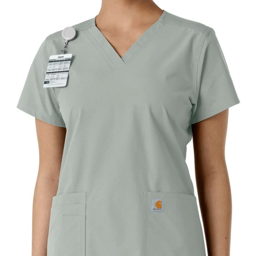 Blusa médica feminina Force Essentials com decote em V e painéis de malha