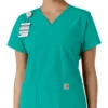 Blusa médica feminina Force Essentials com decote em V e painéis de malha