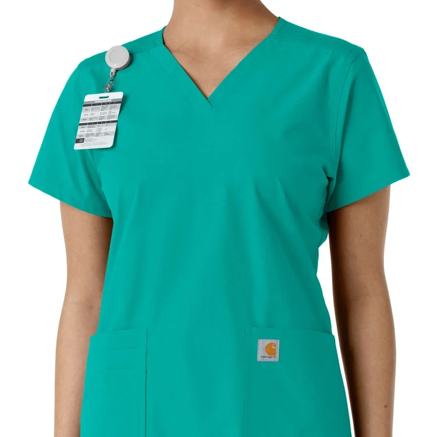 Blusa médica feminina Force Essentials com decote em V e painéis de malha