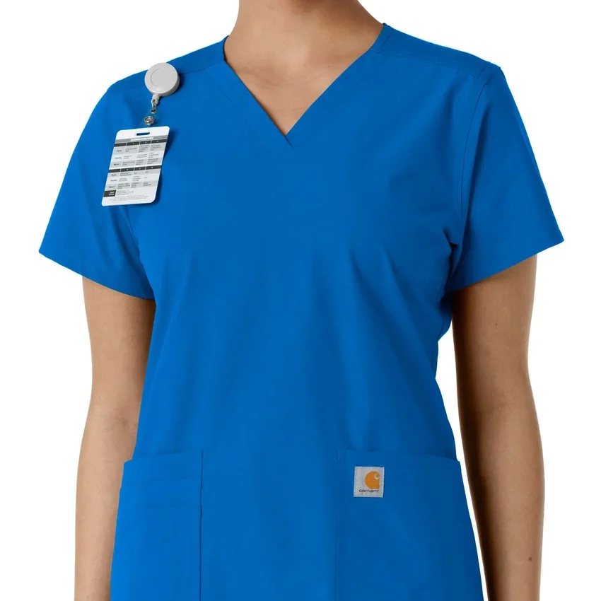 Blusa médica feminina Force Essentials com decote em V e painéis de malha