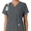 Blusa médica feminina Force Essentials com decote em V e painéis de malha
