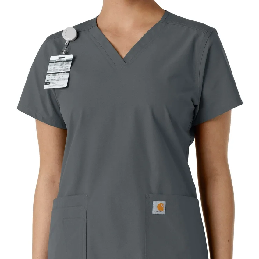 Blusa médica feminina Force Essentials com decote em V e painéis de malha