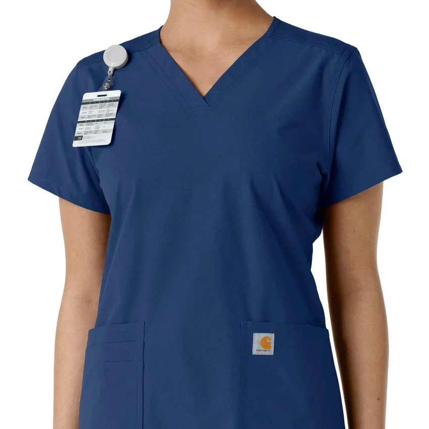 Blusa médica feminina Force Essentials com decote em V e painéis de malha