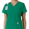 Blusa médica feminina Force Essentials com decote em V e painéis de malha