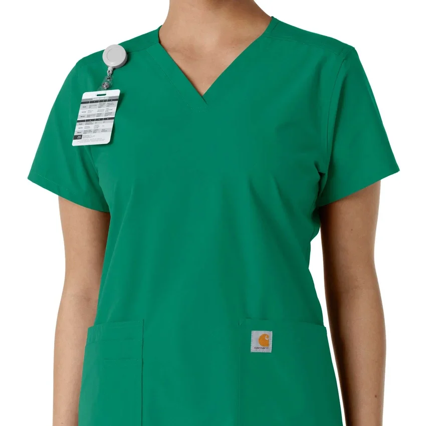 Blusa médica feminina Force Essentials com decote em V e painéis de malha