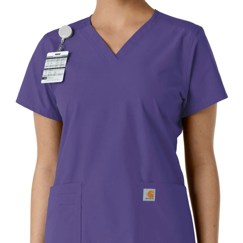 Blusa médica feminina Force Essentials com decote em V e painéis de malha