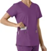 Blusa médica feminina Force Essentials com decote em V e painéis de malha