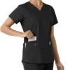 Blusa médica feminina Force Essentials com decote em V e painéis de malha