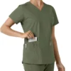 Blusa médica feminina Force Essentials com decote em V e painéis de malha