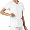 Blusa médica feminina Force Essentials com decote em V e painéis de malha