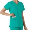 Blusa médica feminina Force Essentials com decote em V e painéis de malha