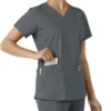Blusa médica feminina Force Essentials com decote em V e painéis de malha