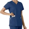 Blusa médica feminina Force Essentials com decote em V e painéis de malha