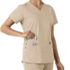 Blusa médica feminina Force Essentials com decote em V e painéis de malha