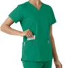 Blusa médica feminina Force Essentials com decote em V e painéis de malha