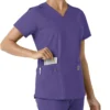 Blusa médica feminina Force Essentials com decote em V e painéis de malha
