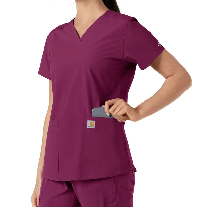 Blusa médica feminina Force Essentials com decote em V e painéis de malha
