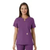 Blusa médica feminina Force Essentials com decote em V e painéis em malha