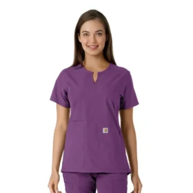 Blusa médica feminina Force Essentials com decote em V e painéis em malha