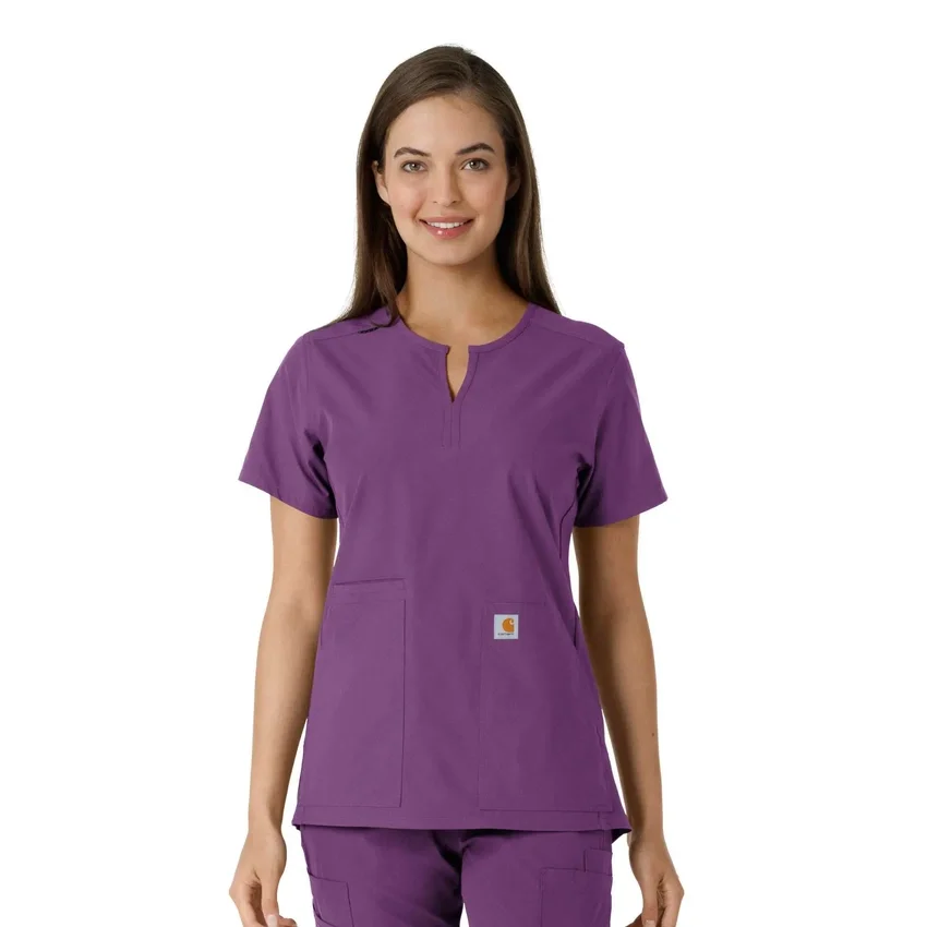 Blusa médica feminina Force Essentials com decote em V e painéis em malha
