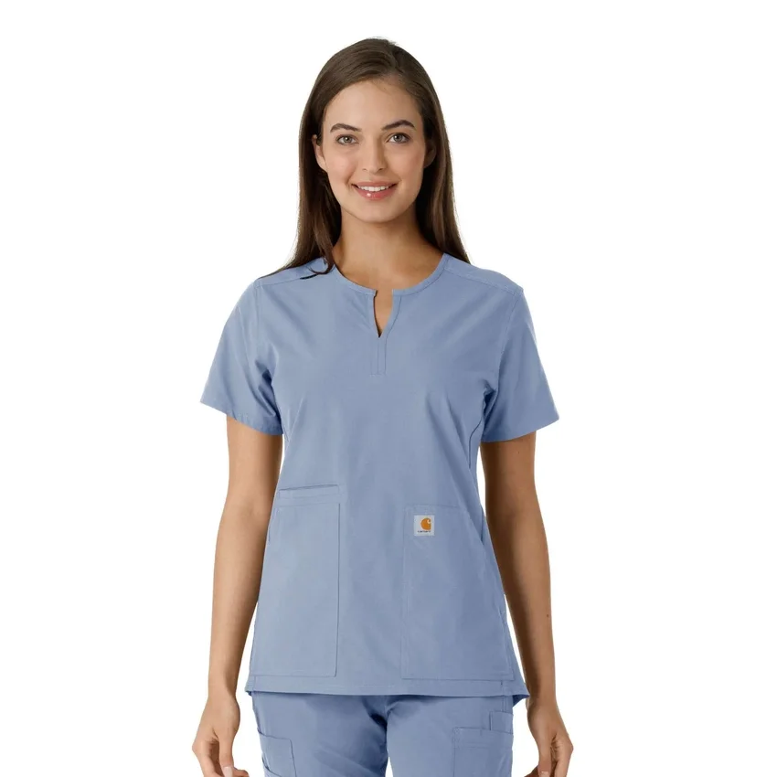 Blusa médica feminina Force Essentials com decote em V e painéis em malha