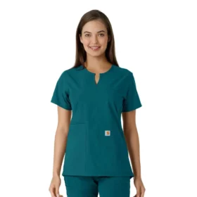 Blusa médica feminina Force Essentials com decote em V e painéis em malha