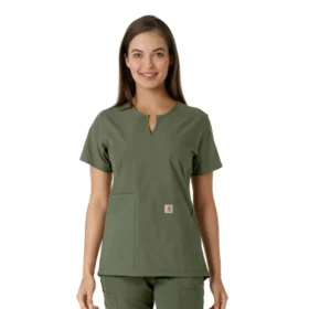 Blusa médica feminina Force Essentials com decote em V e painéis em malha