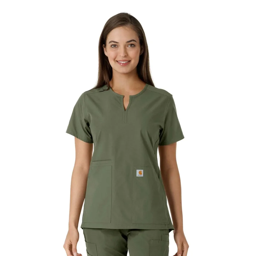 Blusa médica feminina Force Essentials com decote em V e painéis em malha