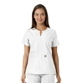 Blusa médica feminina Force Essentials com decote em V e painéis em malha