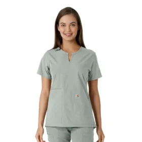 Blusa médica feminina Force Essentials com decote em V e painéis em malha