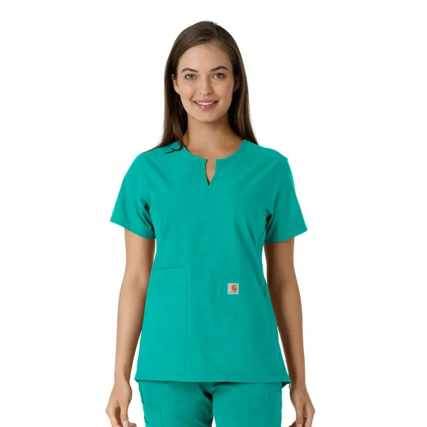 Blusa médica feminina Force Essentials com decote em V e painéis em malha