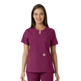 Blusa médica feminina Force Essentials com decote em V e painéis em malha