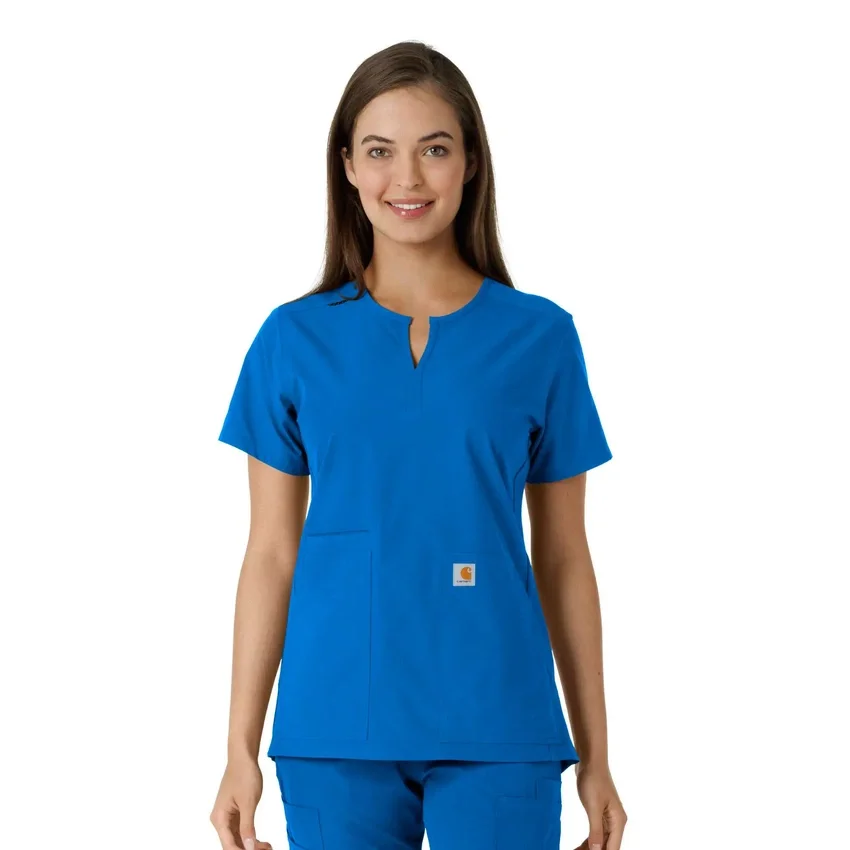 Blusa médica feminina Force Essentials com decote em V e painéis em malha