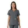 Blusa médica feminina Force Essentials com decote em V e painéis em malha