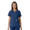 Blusa médica feminina Force Essentials com decote em V e painéis em malha