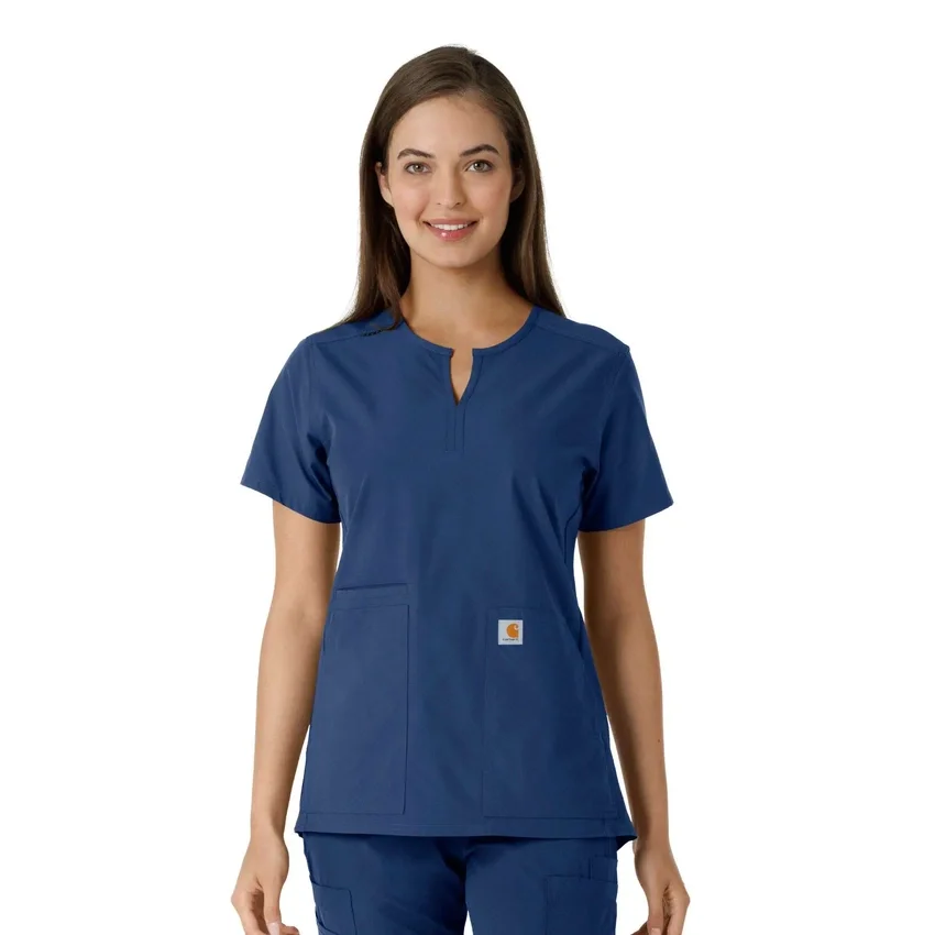 Blusa médica feminina Force Essentials com decote em V e painéis em malha