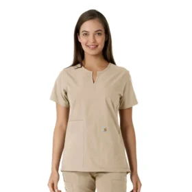 Blusa médica feminina Force Essentials com decote em V e painéis em malha