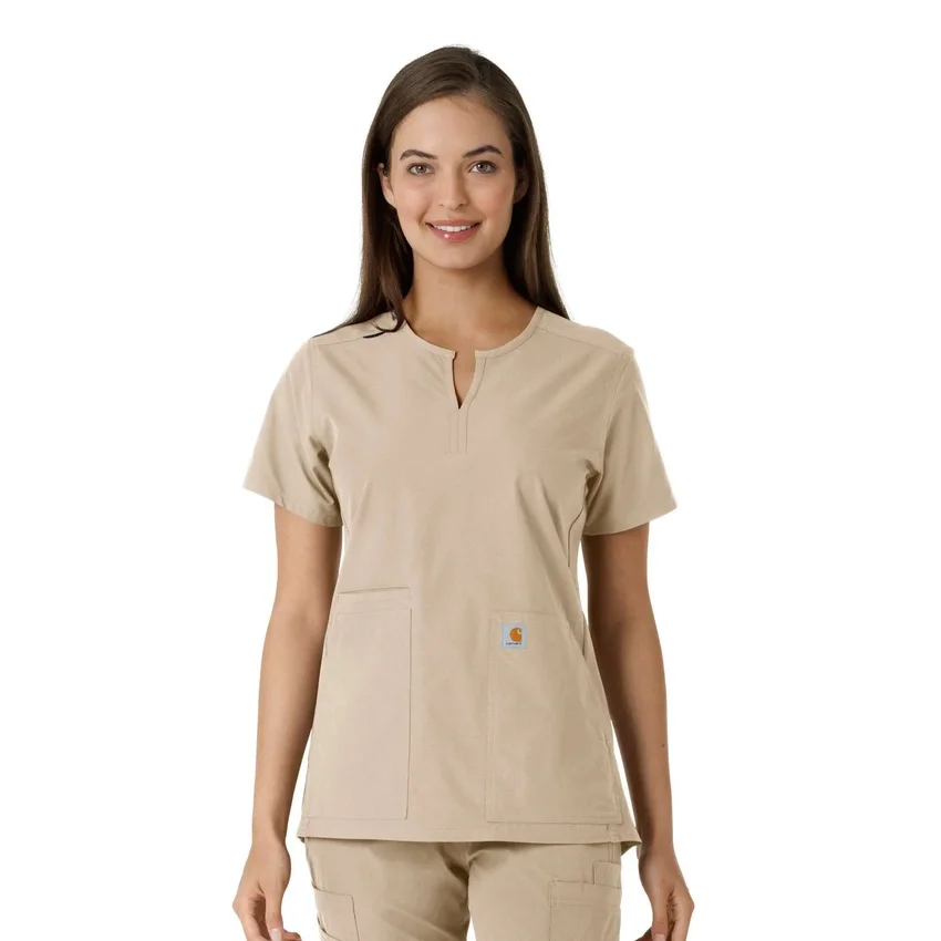 Blusa médica feminina Force Essentials com decote em V e painéis em malha