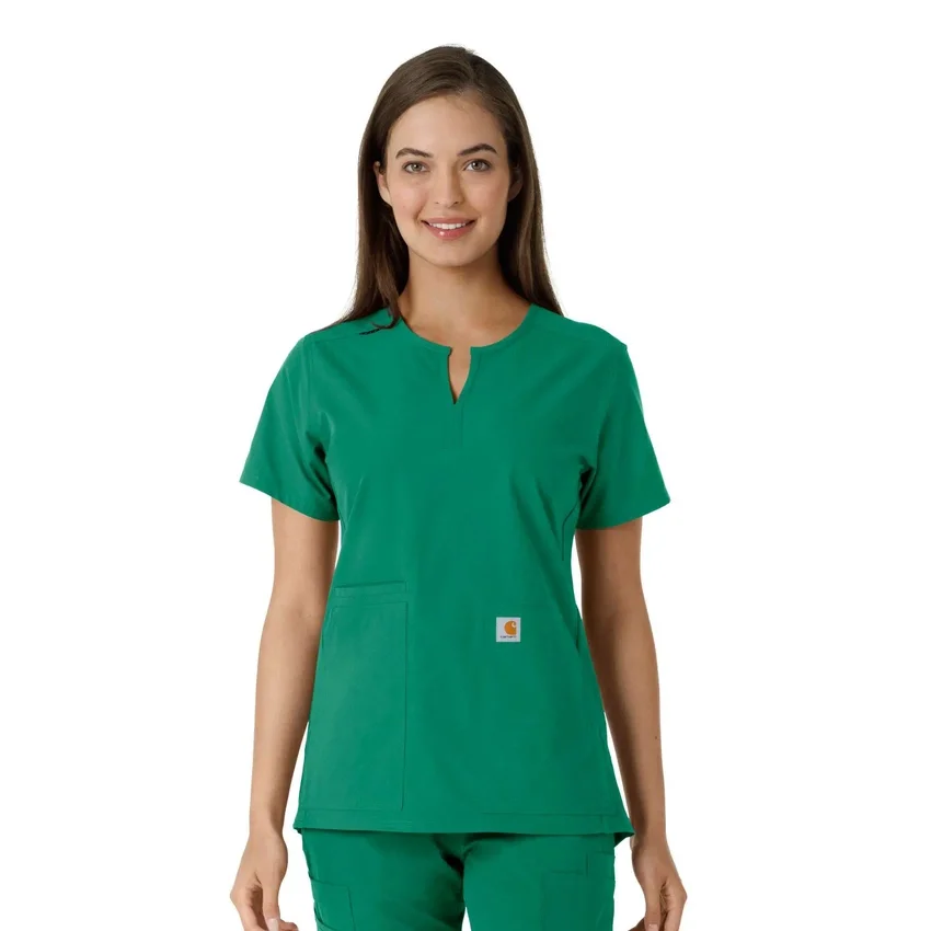 Blusa médica feminina Force Essentials com decote em V e painéis em malha