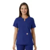 Blusa médica feminina Force Essentials com decote em V e painéis em malha