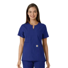 Blusa médica feminina Force Essentials com decote em V e painéis em malha