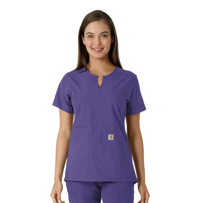 Blusa médica feminina Force Essentials com decote em V e painéis em malha
