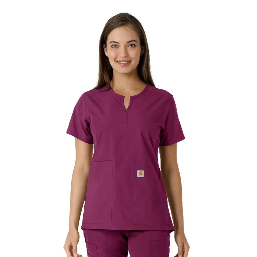 Blusa médica feminina Force Essentials com decote em V e painéis em malha