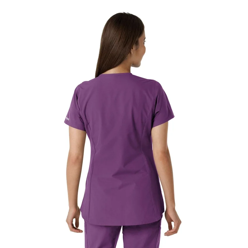 Blusa médica feminina Force Essentials com decote em V e painéis em malha