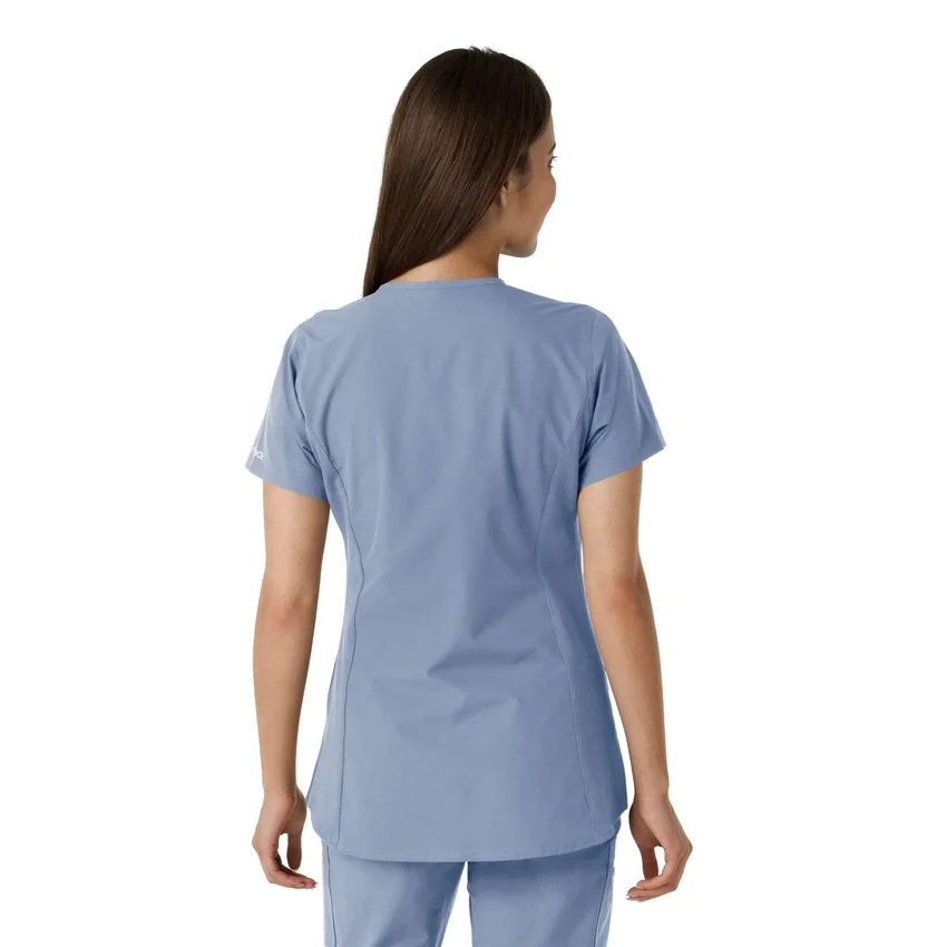 Blusa médica feminina Force Essentials com decote em V e painéis em malha